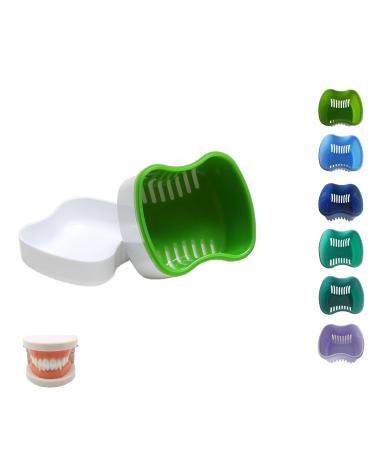Retainer Box Dental Storage Box European Dental Box Denture Storage Box Retainer Box Care Box Dust Box Filter Screen Denture Box (Fruit green)