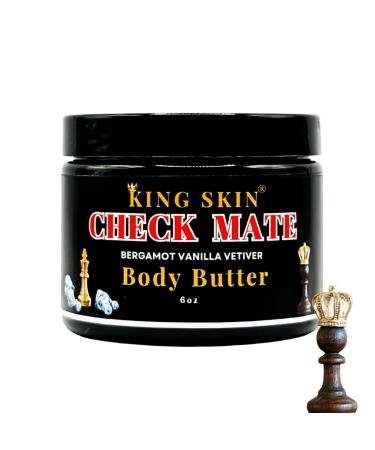 KING SKIN CheckMate Body Butter I Infused with Fine Fresh Fragrance with notes of Bergamot Vanilla & Cedarwood I Packed with Shea Butter & Avocado I Long Lasting Deep Hydration for Men I 6 oz