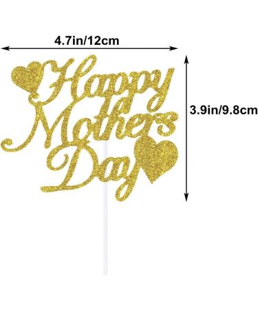 KIPETTO Happy Mother's Day Cake Toppers 20Pcs Glitter Heart Cupcake Topper for Mother's Day Mom's Birthday Party Cake Decoration Gold - Buy Online on GoSupps.com