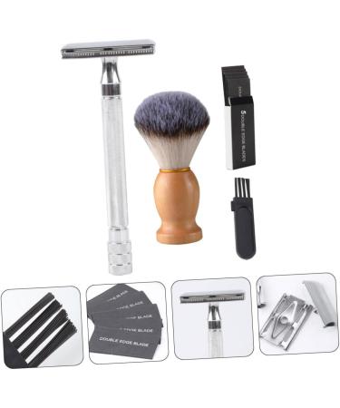 Beavorty Manual Razor Set for Men - Classic Wet Shaving Razor & Cleaning Brush | Silver Body Trimmer & Hair Razor (2 pcs 10.3x4cm) - Buy Online on GoSupps.com