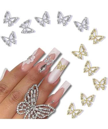 Silver Butterfly Nail Charms+Dual Head Nail Cuticle Pusher 3D Nail Charms Butterflies Shape Nail Gems Butterfly Decorations Alloy Butterfly Nail Art Charms Supplies DIY Manicure Design - Buy Online on GoSupps.com