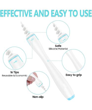 Earwax Remover Soft Silicone Ear Cleaning Tool Reusable and Washable Spiral Earwax Removal Kit with 16 Replacement Heads - Buy Online on GoSupps.com