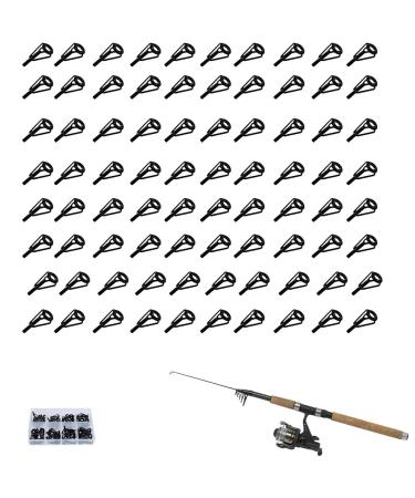 80 pieces of fishing rod repair top ring 1.8-2.6 mm replacement rod tip repair kit stainless steel ceramic top ring rod ring spinning rods fishing accessories for salt water See water (8 sizes)