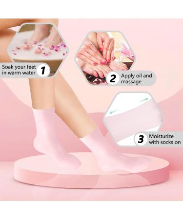 Moisturising Gel Silicone Socks for Women - Repair Dry Cracked Feet | Aloe Spa Pedicure Socks - Soften Rough Skin (Pink) - Buy Online on GoSupps.com
