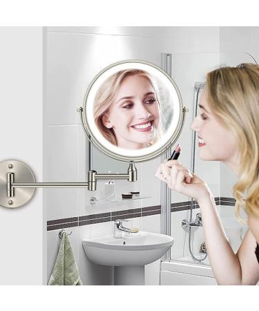 QUR 8In Chargeable Vanity/Bathroom Double Side Mirror 1X/10X Enlarge LED&3Color Temp Touch Screen 360 Rotat C - Buy Online on GoSupps.com
