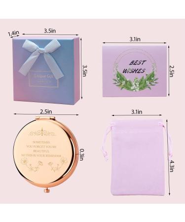 Milishow Rose Gold Compact Mirror - Unique Birthday Gift for Women from Sister, Brother, Friend, and Coworker - Buy Online on GoSupps.com