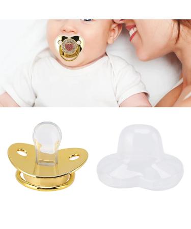 Heart Shape Baby Pacifier with Shiny Rhinestones | Soft & Light for Newborn Girls (Gold) - International Shipping Available - Buy Online on GoSupps.com