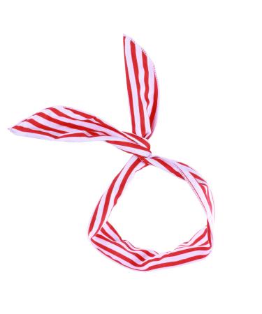 Rabbit Ears Iron Wire Hairband Headband Bowknot Hairband Hair Accessories for Women Girls (Red and White Stripes) Picture 3