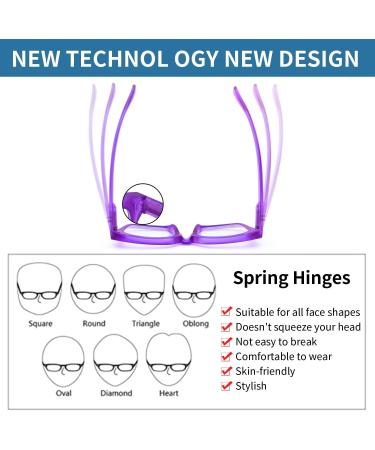 Amorays Oversize Square Frame Reading Glasses for Presbyopia - Vintage Style Anti-Blue Light Unisex +1.00 Violet Lenses - Buy Online on GoSupps.com