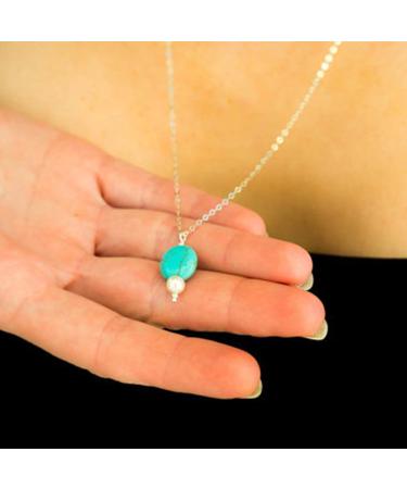 TseanYi Boho Turquoise Drop Chain Necklace - Silver Gemstone Pendant for Women and Girls - Buy Online on GoSupps.com