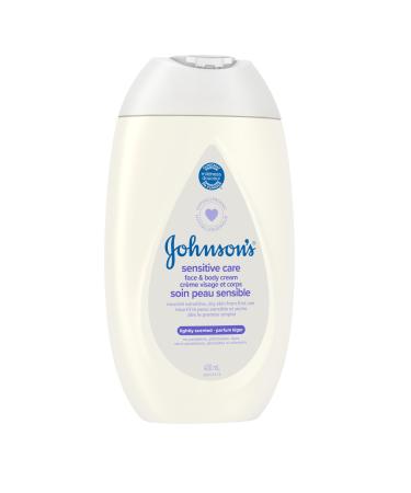 Johnson s Sensitive Care Face & Body Baby Cream Lightly Scented Sunflower Oil Vitamin B5 Sensitive & Dry Skin 400 mL