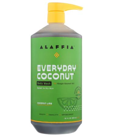 Alaffia Body Wash Ultra Hydrating Normal to Dry Skin Coconut Lime 32 fl oz