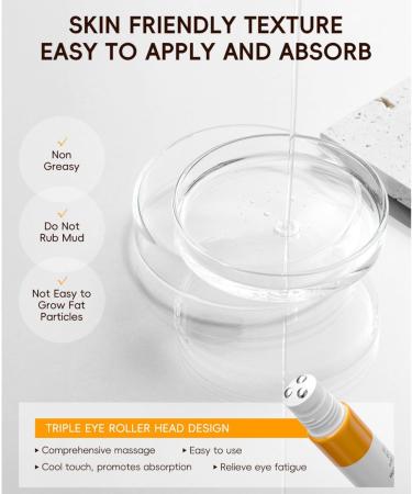 Vitamin C Roller Eye Serum Anti-Aging Eye Serum Minimizes Wrinkles Dark Circles Reduces Puffiness Sagging Skin Around Eyes Moisturizing Hydrating Daily Eye Serum - Buy Online on GoSupps.com