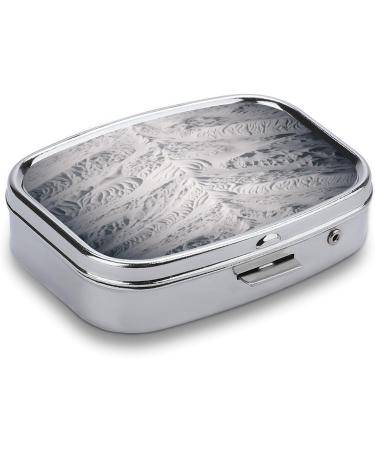 White & Gray Print 2 Compartment Pill Box | Portable Decorative Metal Pill Organizer for Medicine | Travel-Friendly Pocket & Purse Case - Buy Online on GoSupps.com