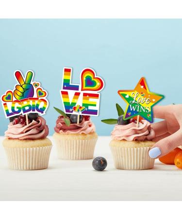 GORWERY 20pcs Gay Pride Cupcake Toppers Love is Love Cupcake Picks for Pride Month LGBTQ Gay Rainbow Pride Day Party Appetizers Dessert Cake Decorations - Buy Online on GoSupps.com