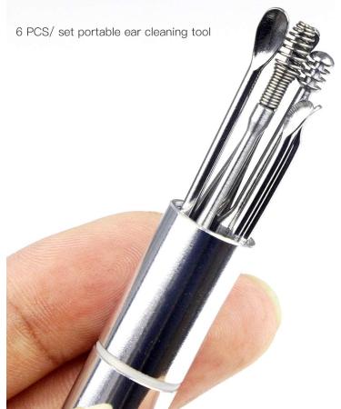 Cyrank 6 Pcs Stainless Steel Ear Pick Earwax Removal Kit for Ear Cleansing - Keychain Hanging Earwax Remover Set - Buy Online on GoSupps.com