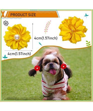 Mruq Pet 80pcs Handmade Dog Flower Bows with Rubber Bands - Small Grooming Pearl Bows for Puppy, Yorkie, Cat, Rabbit - Pet Hair Accessories - Buy Online on GoSupps.com