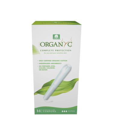 ORGANYC Hypoallergenic 100% Organic Cotton Internal Tampons with Applicator, SUPER, 14-count Boxes (Pack of 2)