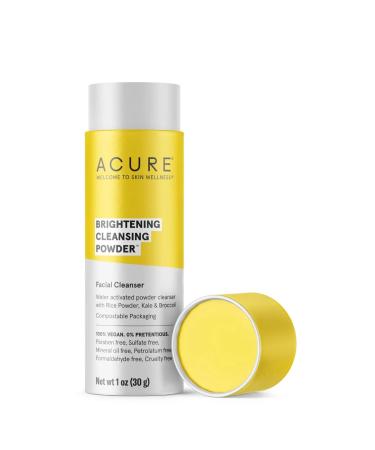 Acure Brightening Cleansing Powder | Water-Activated Cleanser with Rice Broccoli Kale & Spirulina | Moisture Retaining & Skin Refining | 1 oz | International Shipping Available - Buy Online on GoSupps.com