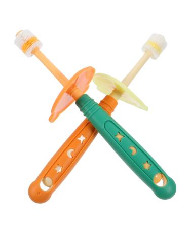 Plafope 2 pieces 360 baby toothbrush manual toothbrushes mouth cleaner soft bristle children's toothbrush silicone bristles toothbrushes oral care tools baby supplies