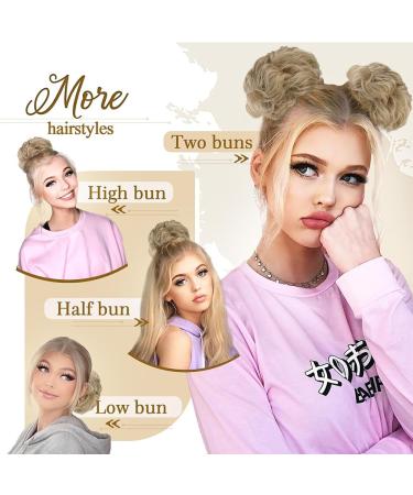 Messy Bun Hair Parts with Rubber Band - Ponytail Hair Extensions (27/613 Strawberry Blond & Bleach Blond Mix) for Effortless Style - Buy Online on GoSupps.com