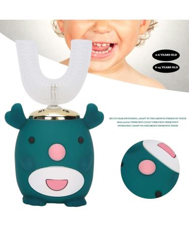 Kids Electric Toothbrush with Blue Light | Sonic Automatic Whitening | U-Shaped Silicone Brush Head | Waterproof | Green | Ages 6-14 - Buy Online on GoSupps.com