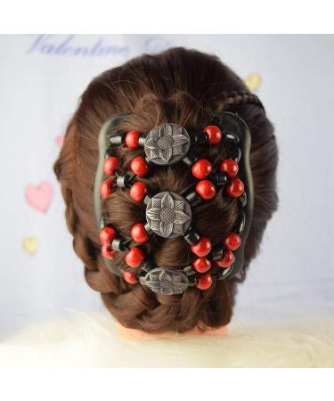 Fliyeong Vintage Beads Elastic Women Gift Lady Hair Styling Double Side Magic Comb Headwear Decor Creative and Useful - Buy Online on GoSupps.com