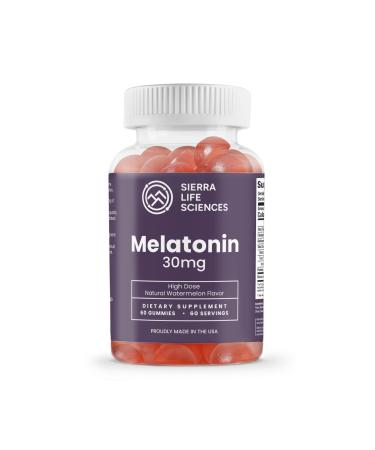 30 mg High Dosage Melatonin Gummy - Extra Strength High Potency Supplement, Vegan Non-GMO, Made in USA, Easy-to-Swallow Gummies 60 Count (60 Servings) 60 Count (Pack of 1)