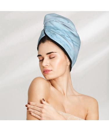 Light Blue Marble Microfiber Hair Towel - Soft Super Absorbent Quick Dry Wrap for Women | Perfect for Long Curly & Thick Hair - Buy Online on GoSupps.com
