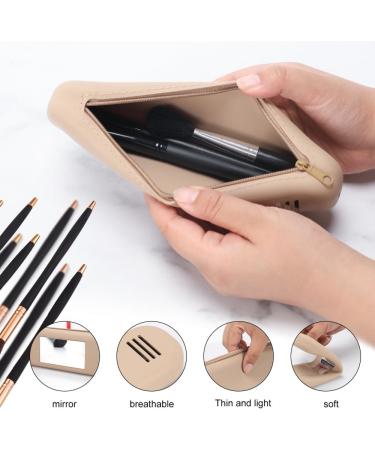 Travel Makeup Brush Case with Mirror | Portable & Fashionable Cosmetic Holder - Soft & Comfortable Makeup Brush Organizer - Buy Online on GoSupps.com