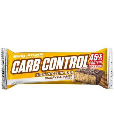 Body Attack Carb Control Crispy Caramel 20 x 100g protein bars without added sugar low sugar - high protein protein bar with whey also in the mix box crispy caramel 20 x 100g