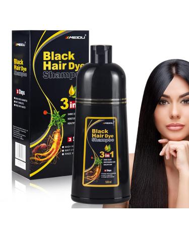 COSMTEK MEIDU Black Hair Dye Shampoo for Gray Hair  Semi-Permanent Hair Color Shampoo for Women and Men  Herbal Ingredients  3 in 1 100% Grey Coverage(17.6 Fl oz)