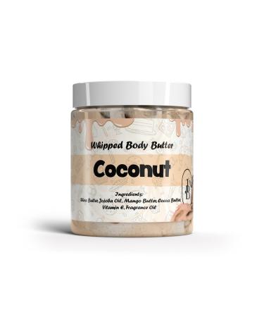 Jersey Botanical - Coconut Whipped Body Butter 8oz. With Shea Butter Mango Butter Cocoa Butter Creamy Natural Smooth Long-lasting Intense Moisturizer
