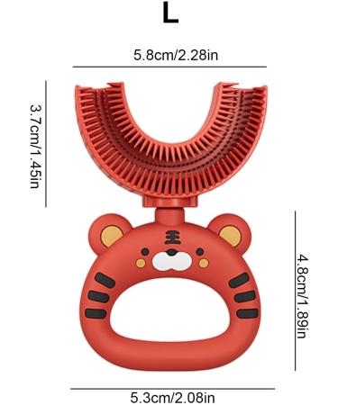 U-Shaped Children's Toothbrush - Cartoon Tiger Design Extra Soft Silicone 360-Degree Whole Mouth Cleaning (1 Pack) - Buy Online on GoSupps.com