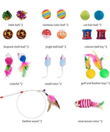 21 PCS Cat Interactive Toys - Kitten Tunnel Toy Assortments Feather Wand Fun Ball Chew Sticks Fluffy Mouse Fake Mice Crinkle Balls Bell Play Supplies for Kitten (3way-blue) - Buy Online on GoSupps.com