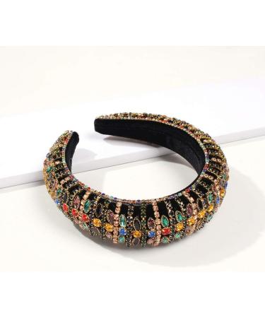 Minkissy Crystal Rhinestone Headband Glitter Headband Rhinestone Beaded Headband Padded Wide Hairband Wedding Christmas New Year Headwear for Women - Buy Online on GoSupps.com