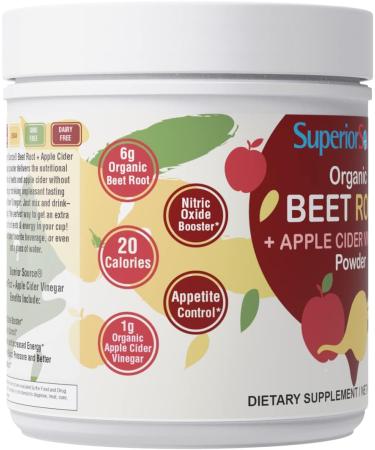 Organic Beet Root + Apple Cider Vinegar Powder - Nitric Oxide Booster - 30 Servings - Heart Health & Immunity Support - Non-GMO - Buy Online on GoSupps.com