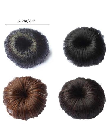 2 Pcs Dark Brown Synthetic Hair Bun Clips for Baby Girls - Chignon Donut Bun & Ponytail Wig Hairpiece - Buy Online on GoSupps.com