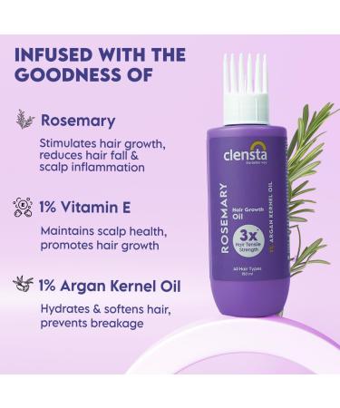 Clensta Rosemary Hair Growth Oil - Strengthening & Hair Loss Control with Vitamin E & Argan Oil | 5.07 Fl Oz - For All Hair Types - Buy Online on GoSupps.com