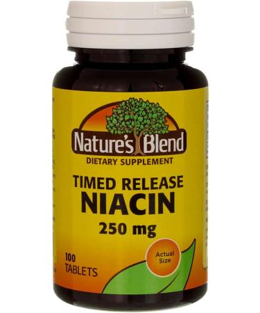 Nature's Blend Niacin Timed Release 250 mg - 100 Count (Pack of 1) - Fast-Acting Formula for Cardiovascular Health - Buy Online on GoSupps.com