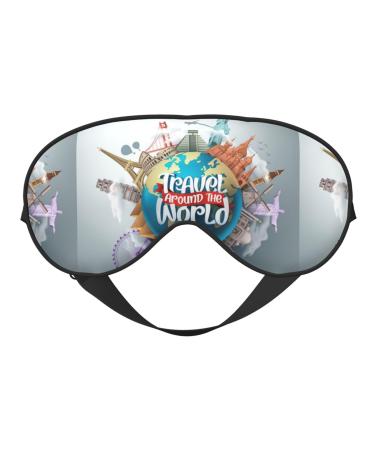 Travel Around The World Sleep Mask Adjustable Double -Sided Eye Mask Soft Sleeping Eye Covers for Sleeping Perfect Shading Reduce Eye Edema