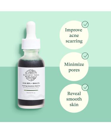Botanic Tree Matcha Peeling Solution - 30ml AHA 30% + BHA 2% Exfoliating Face Peel for Dark Spots - Glycolic & Salicylic Acid Treatment - Buy Online on GoSupps.com