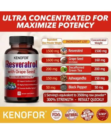 Resveratrol 1500 mg (120 capsules) Antioxidant for heart and anti-aging - Buy Online on GoSupps.com