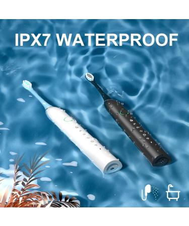 SUNPRO Sonic Electric Toothbrush 2 Pack, 6 Modes, 42000vpm, 8 Brush Heads, Built-in 2 Minute Timer - Black+White - Buy Online on GoSupps.com