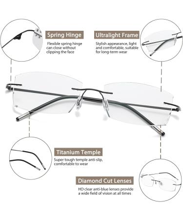Progressive Photochromic Multifocus Reading Glasses - Blue Light Blocking Multifocal Readers | Diamond Cut | Black-Clear | 2.5x - Buy Online on GoSupps.com