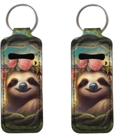 Suobstales Cute Sloth Print Chapstick Holder Keychain Neoprene Lip Balm Holder Lipstick Sleeve Pouch Lip Balm Portable Pocket Lip Gloss Tube Holder Travel Accessories - Buy Online on GoSupps.com
