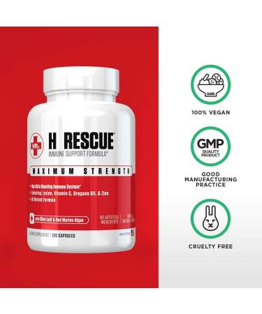 H Rescue Immune Support Formula with Lysine, Zinc, Vitamin C, Oregano Oil - 120 Caps - Buy Online on GoSupps.com