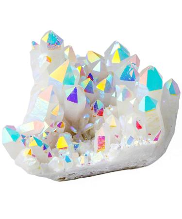 Nupuyai Titanium Coated Bergkristall Druse Rohstein irregular crystal cluster quartz geode gemstone for Reiki feng shui decoration white/colorful-1