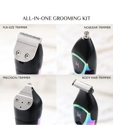 Memorism Men's Grooming Kit - Foil Shaver, Body Hair & Beard Trimmer - Rechargeable with LED Display - Blizz GS5 - Purple-Green Gradient - Buy Online on GoSupps.com