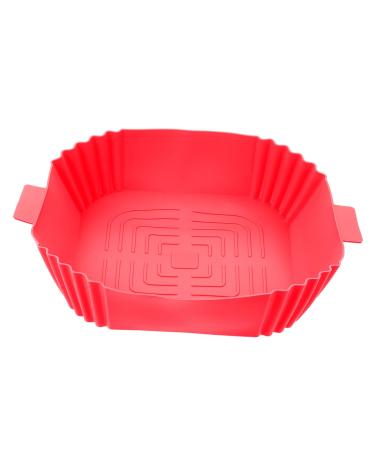 Zerodeko Air Fryer Pan Airfryer Air Fryers Non Stick Air Fryer Liner Silicone Mat for Air Fryer Round Food Red 24X19.5X5CM